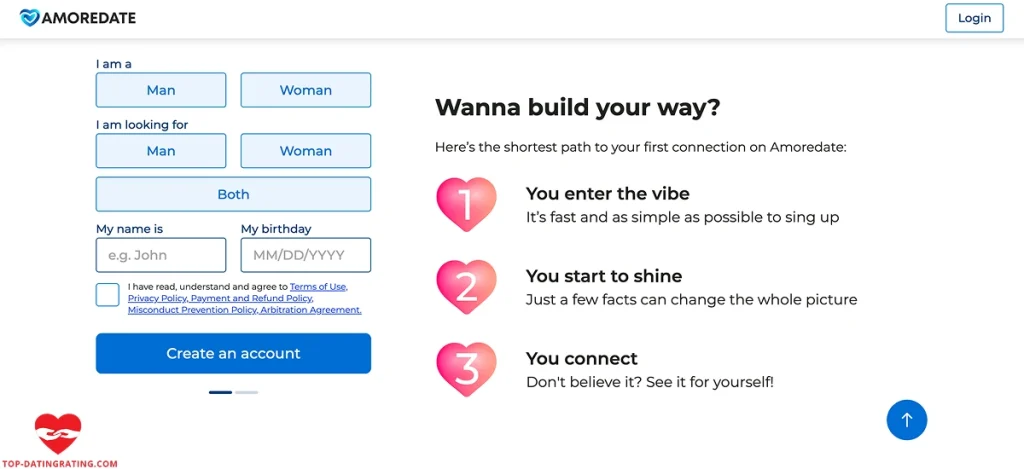 Start using Amoredate dating site